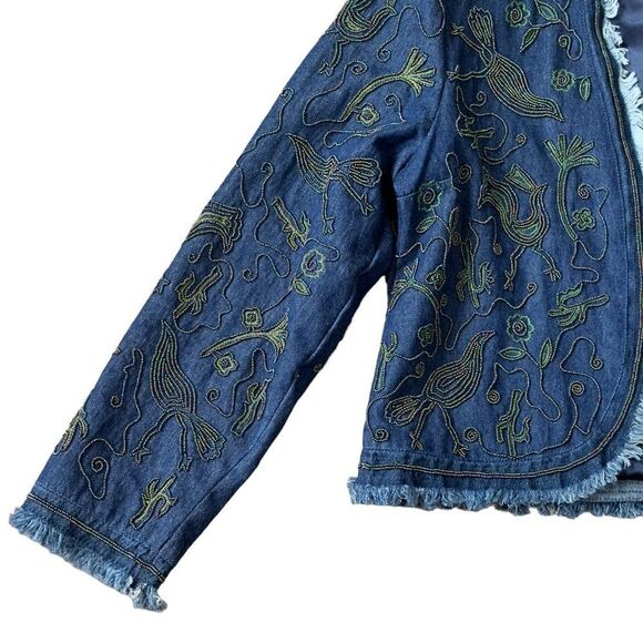Double D Ranch Beaded Fringed Open Denim Jacket SMALL - Picture 8 of 16